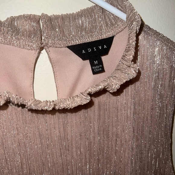 ADIVA dressy pink with gold shimmer size M smock neck - Picture 2 of 3
